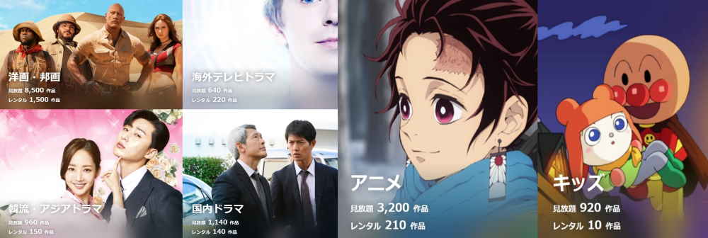 U-NEXT（ユーネクスト）のラインナップ